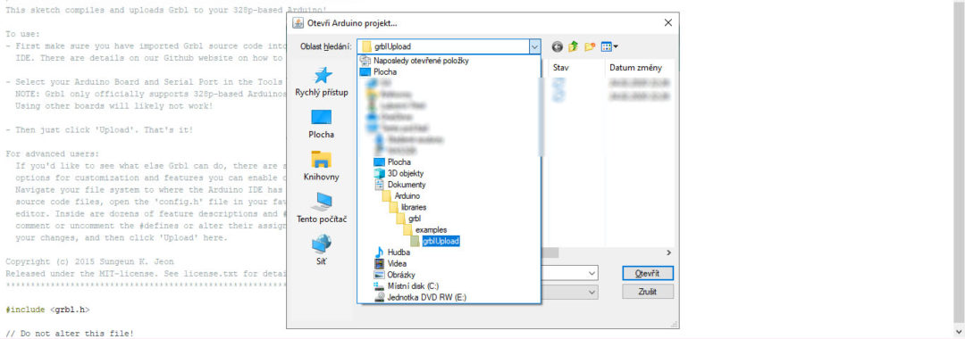 GRBL upload to Arduino