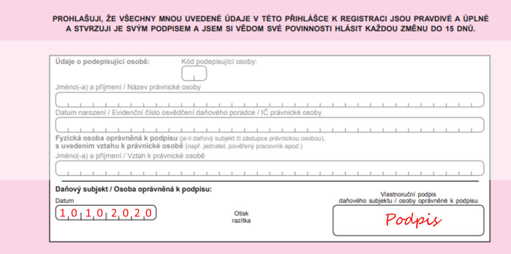 Přihláška k registraci pro fyzické osoby