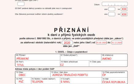 Daňové přiznání první strana