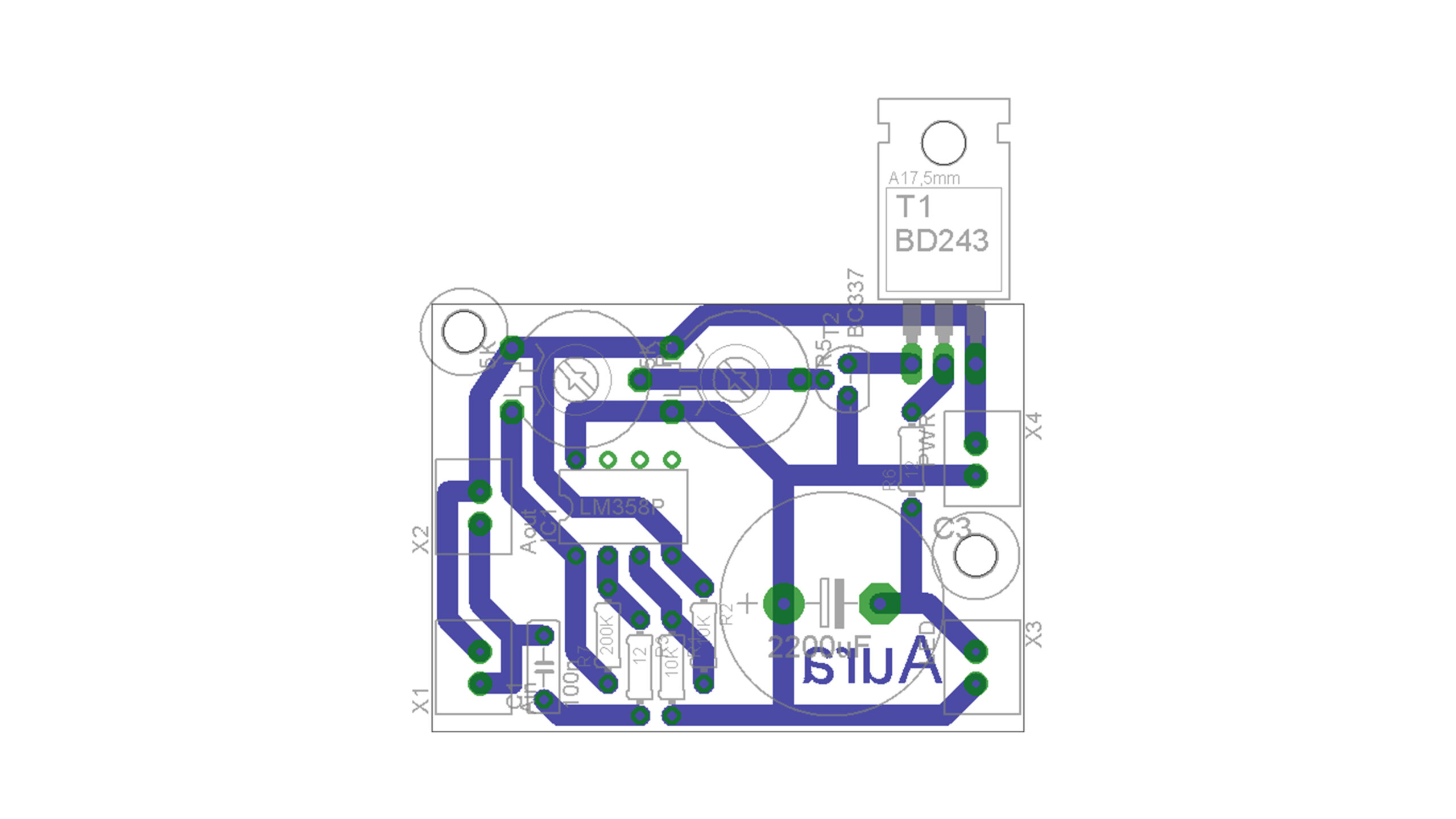 Aura - zapojení osazení desky elektroniky